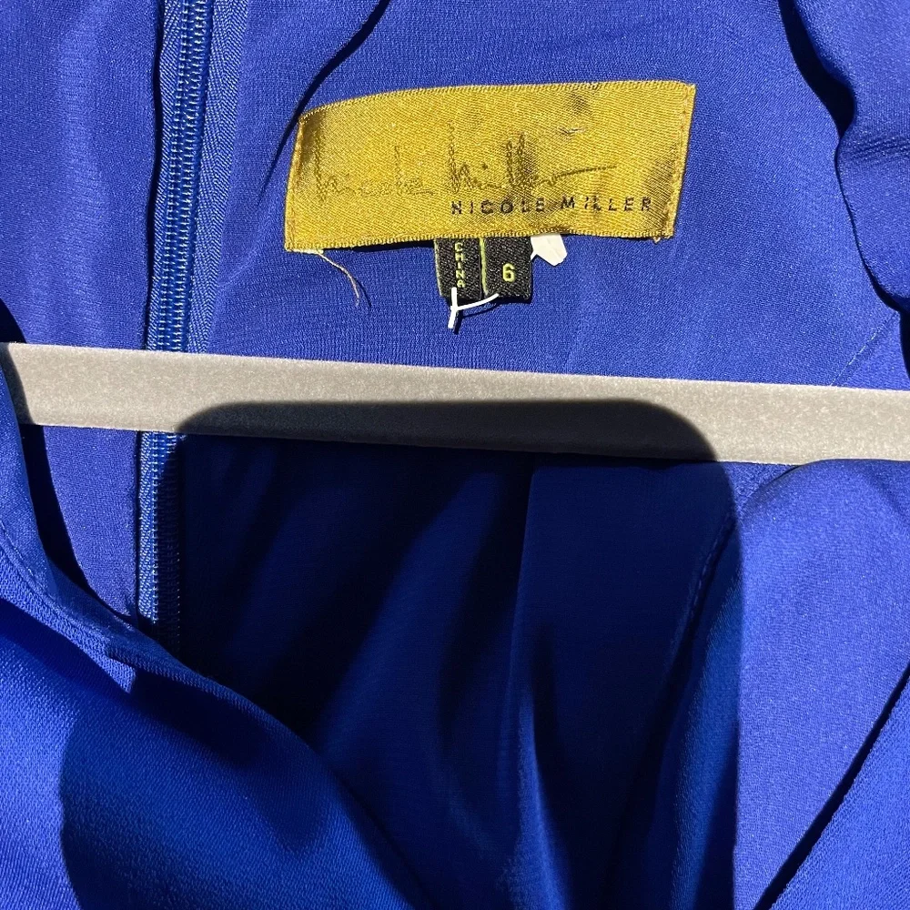 Nicole Miller NY Gold Label Collection RoyalCobalt Blue sleeveless faux-wrap sz6 - Picture 2 of 7